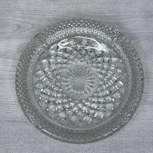 Vintage Lead Crystal Cut Clear Glass Cigar Cigarette Ashtray Large 8.5” Heavy